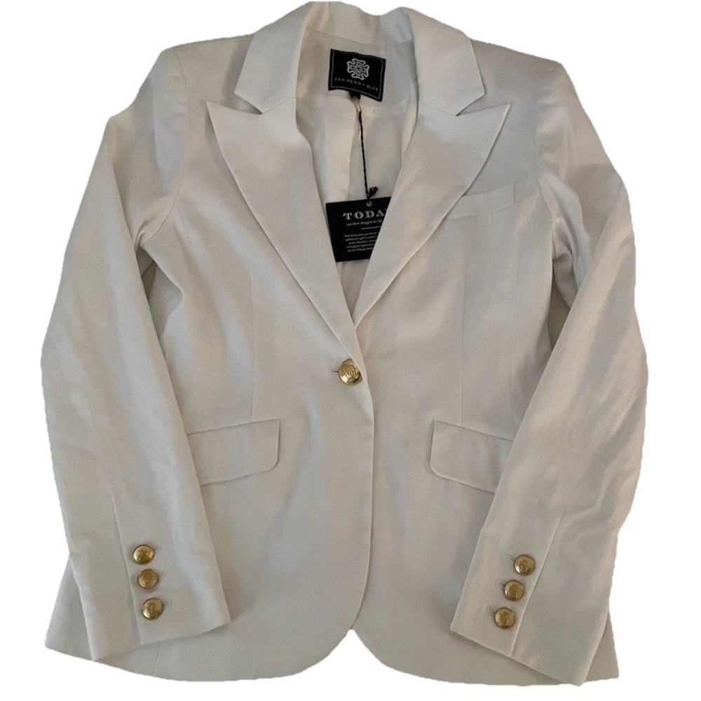 NWT Two Penny Blue White Hudson Blazer Size 8